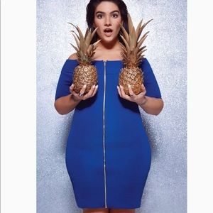 Royal blue zip front dress